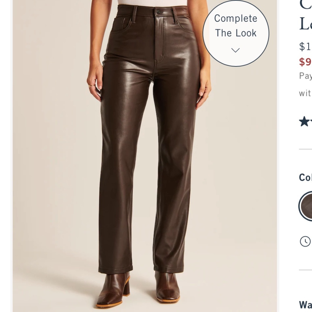 Abercrombie & Fitch Curve Love Vegan Leather 90s Straight Pant